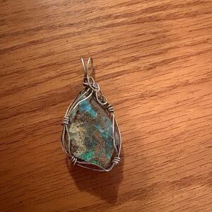 Elegant Wire-Wrapped Raw Opal Pendant Necklace